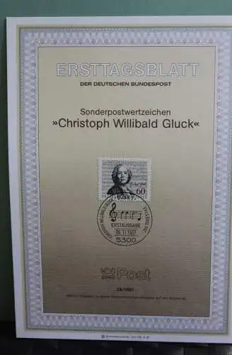 Deutschland; Christoph Willibald Gluck;  Ersttagsblatt ETB 26/1987, MiNr 1343