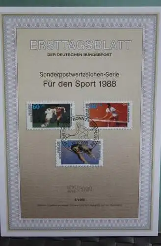 Deutschland; Für den Sport 1988, Ersttagsblatt ETB 6/1988, MiNr 1353-55