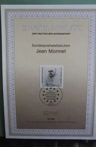Deutschland; Jean Monnet, Ersttagsblatt ETB 18/1988, MiNr  1372