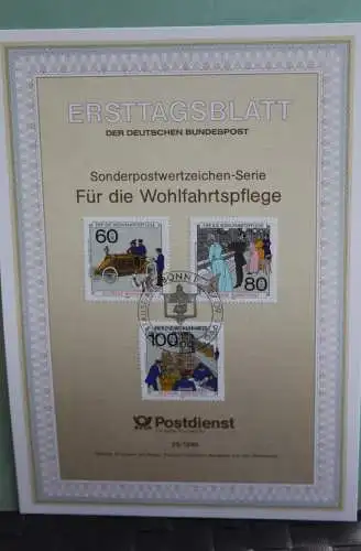 Deutschland; Für die Wohlfahrtspflege 1990: Post und Telecommunication, Ersttagsblatt ETB 25/1990, MiNr  1474-76