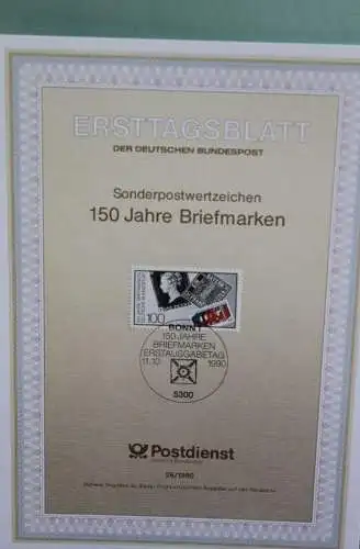 Deutschland; 150 Jahre Briefmarken, Ersttagsblatt ETB 26/1990, MiNr  1479
