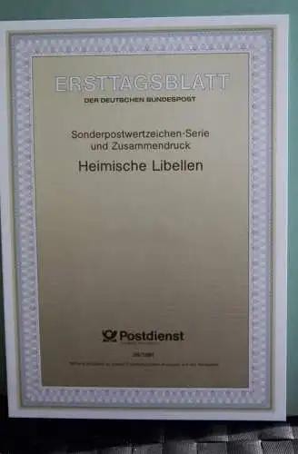 Deutschland; Heimische Libellen, Ersttagsblatt ETB 30/1991