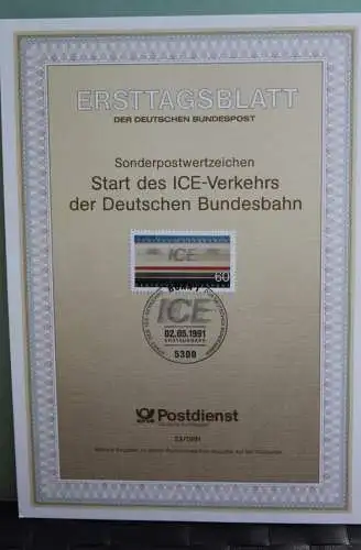 Deutschland; Start des IEC-Verkehrs der Deutschen Bundesbahn, Ersttagsblatt ETB 23/1991, MiNr 1530