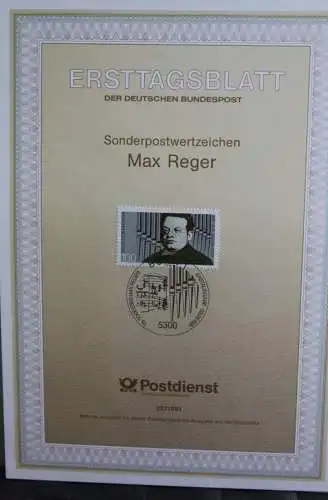 Deutschland; Max Reger, Ersttagsblatt ETB 22/1991, MiNr 1529