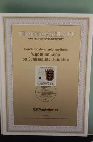 Deutschland; Wappen der Länder der BRD: Baden-Württemberg, Ersttagsblatt ETB 5/1992, MiNr 1586