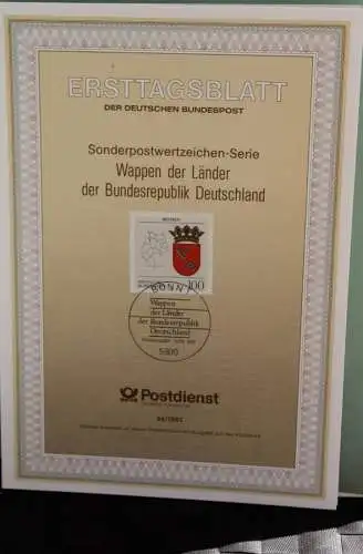 Deutschland; Wappen der Länder der BRD: Bremen, Ersttagsblatt ETB 34/1992, MiNr 1590