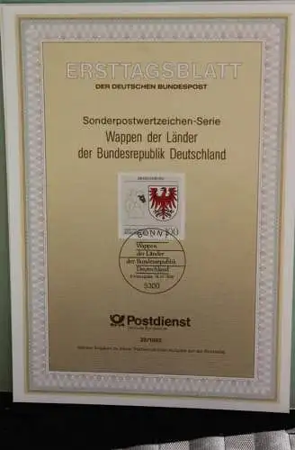 Deutschland; Wappen der Länder der BRD: Brandenburg, Ersttagsblatt ETB 29/1992, MiNr 1589