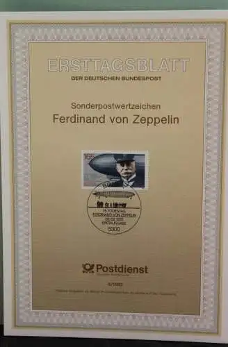 Deutschland 1992; Ersttagsblatt, ETB 8/1992: Ferdinand von Zeppelin, MiNr 1597