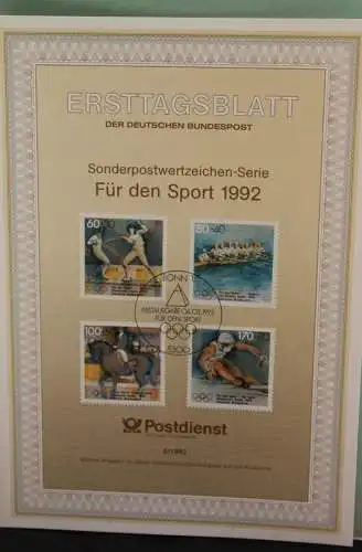 Deutschland 1992; Ersttagsblatt, ETB 6/1992: Für den Sport: Olympische Spiele 1992; MiNr 1592-95