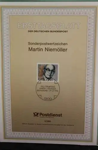 Deutschland 1992; Ersttagsblatt, ETB 3/1992: Martin Niemöller; MiNr 1584
