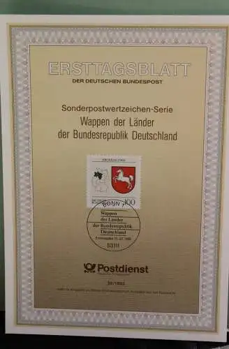 Deutschland; Wappen der Länder der BRD: Niedersachsen, Ersttagsblatt ETB 28/1993, MiNr 1662