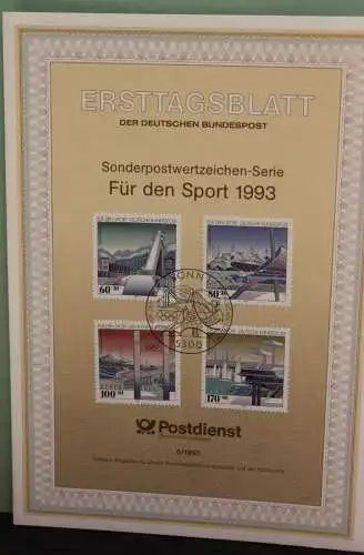 Deutschland; Für den Sport 1993: Olympische Sportstätten, Ersttagsblatt ETB 6/1993, MiNr 1650-53