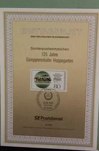 Deutschland; Galopprennbahn Hoppegarten, Ersttagsblatt ETB 19/1993, MiNr 1677