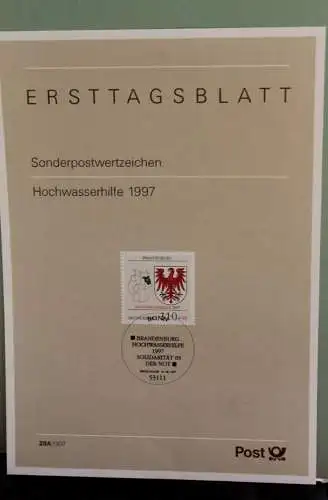 Deutschland; Hochwasserhilfe 1997; Ersttagsblatt, ETB 28A/1997, MiNr 1941