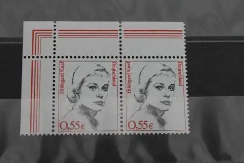 Deutschland 2002; 0,55 € Freimarke: Frauen der dt. Geschichte, waagerechtes Paar,  Eckrand, MiNr 2296, MNH