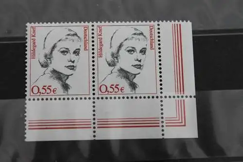 Deutschland 2002; 0,55 € Freimarke: Frauen der dt. Geschichte, waagerechtes Paar,  Eckrand, MiNr 2296, MNH