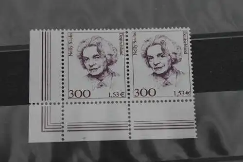 Deutschland 2001;300 Pf; 1,53 € Freimarke: Frauen der dt. Geschichte, waagerechtes Paar,  Eckrand, MiNr 2159, MNH