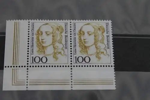 Deutschland 1994, Freimarke: Frauen der deutschen Geschichte 100 Pf., waagerechtes Paar,  Eckrand, MiNr 1756, MNH