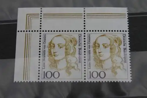 Deutschland 1994, Freimarke: Frauen der deutschen Geschichte 100 Pf., waagerechtes Paar,  Eckrand, MiNr 1756, MNH