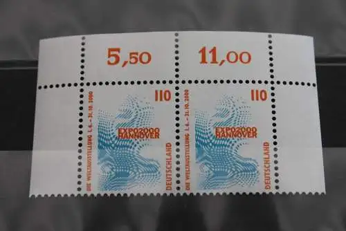 Deutschland 1998, Sehenswürdigkeiten 110 Pf., EXPO 2000, waagerechtes Paar, Oberrand/Eckrand, MiNr 2009, MNH