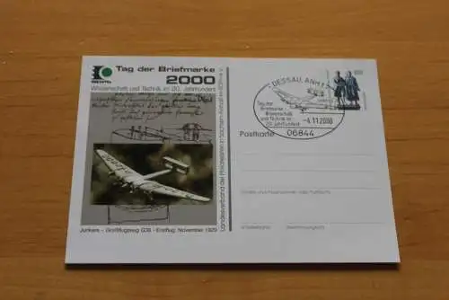 Deutschland; Junkers Großflugzeug G38; Tag der Briefmarke 2000 Dessau