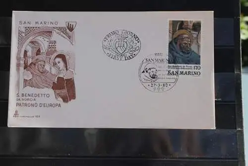 San Mariono 1980 Hl. Benedict, MiNr 1205 auf 3 FDC