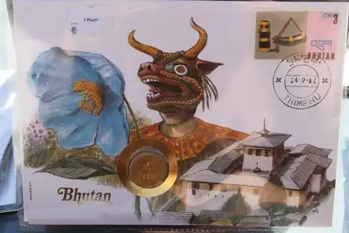 Numisbrief: Bhutan, mit Beiblatt - Legende