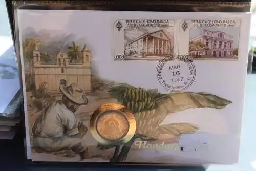 Numisbrief: Honduras, mit Beiblatt - Legende