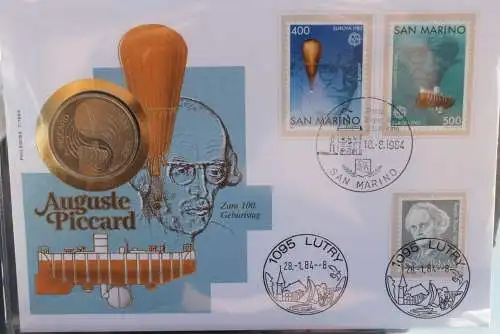 Numisbrief: San Marino; Auguste Piccard