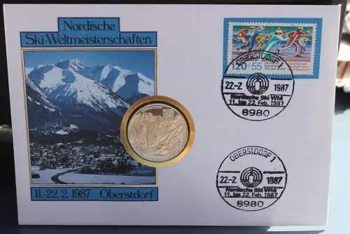 Numisbrief: Deutschland: Nordische Ski-Weltmeisterschaften 1987 Oberstdorf; Silbermedaille