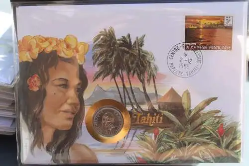 Numisbrief: Tahiti, mit Einleger - Legende