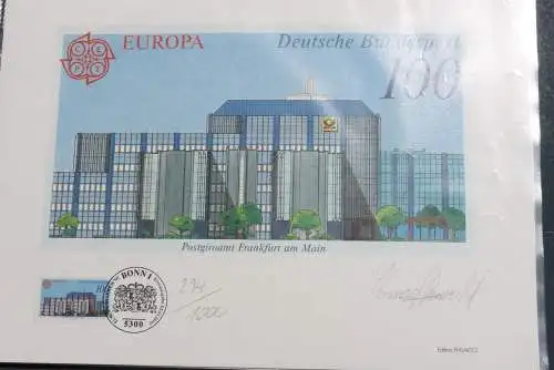 Deutschland, Europa-CEPT 1990, Künstleredition mit Handsignatur; Limitierte Auflage; DIN A 4; lesen