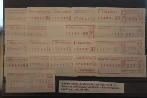 Schweiz, Schalter - Frankiermaschinen - Label; 1981; ATM-Vorläufer, 21 Verschiedene, Ersttag, MNH