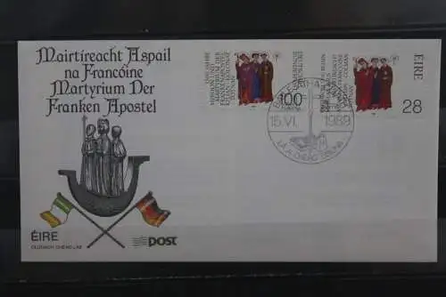 Deutschland 1989;Frankenapostel:Kilian,Kolonat,Totnan,MiNr 1424 mit Irland-Marke auf FDC