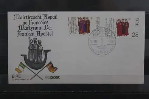 Deutschland 1989;Frankenapostel:Kilian,Kolonat,Totnan,MiNr 1424 mit Irland-Marke auf FDC