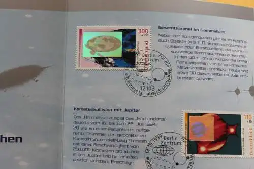 Deutschland 1999, Hologramm "Faszination Kosmos", Gedenkblatt, 3tlg.; MiNr 2077-81