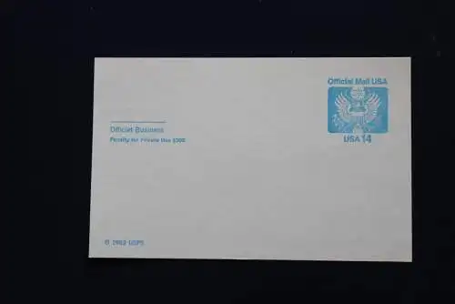 USA, Ganzsache: Official Mail, 1982, 14 c, ungebraucht