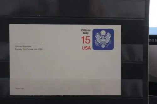 USA, Ganzsache: Official Mail, 1988, 15 c, ungebraucht