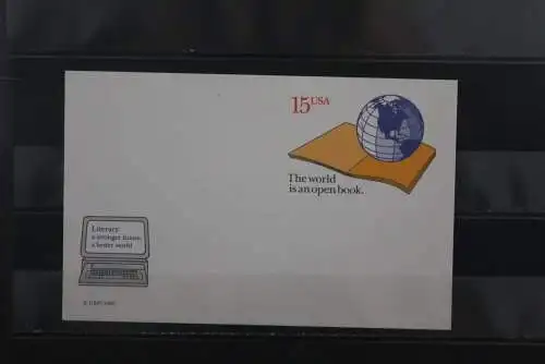 USA, Ganzsache: The world is an open book, 1990, 15 c, ungebraucht