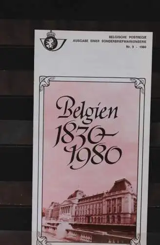 Belgien: Ankündigungsfolder, Ersttagsfolder, Ersttagsblatt, Schwarzdruck,  Nr. 9-1980:  Belgique 1830-1980 franz.