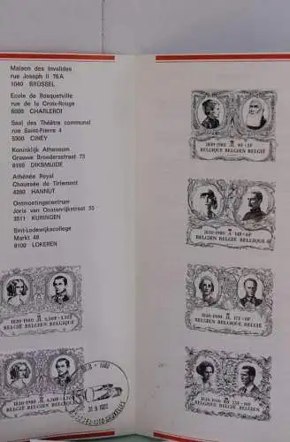 Belgien: Ankündigungsfolder, Ersttagsfolder, Ersttagsblatt, Schwarzdruck,  Nr. 9-1980:  Belgique 1830-1980 franz.