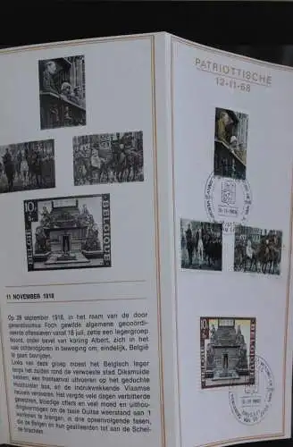 Belgien: Ankündigungsfolder, Ersttagsfolder, Ersttagsblatt, Schwarzdruck,  Nr. 11-1968:  Patriotische, flämische Ausgabe
