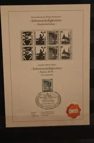 Berlin 1987, Schwarzdruck: Sehenswürdigkeiten: Zeche Zollern II Dortmund, ESST, nummeriert, limitiert, MiNr 796C