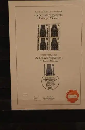 Berlin 1987, Schwarzdruck: Sehenswürdigkeiten: Freiburger Münster, ESST, nummeriert, limitiert, MiNr 794 A