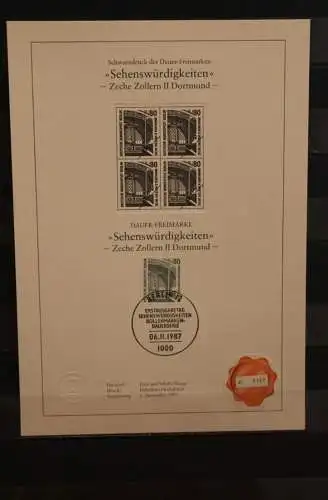 Berlin 1987, Schwarzdruck: Sehenswürdigkeiten: Zeche Zollern II Dortmund, ESST, nummeriert, limitiert, MiNr 796