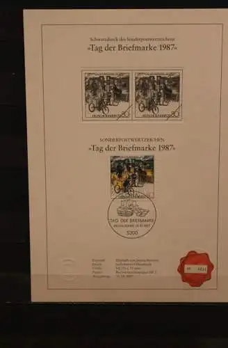 Deutschland 1987, Schwarzdruck: Tag der Briefmarke 1987, ESST, nummeriert, limitiert, MiNr 1337