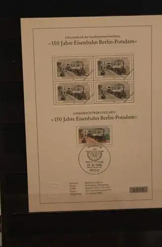 Berlin 1988, Schwarzdruck: 150 Jahre Eisenbahn Berlin-Potsdam, ESST, nummeriert, limitiert, MiNr 822