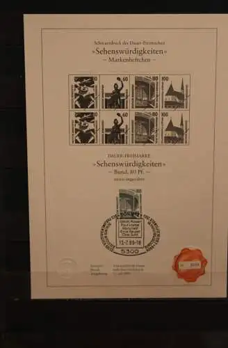 Deutschland 1989, Schwarzdruck: Sehenswürdigkeiten: Zeche Zollern II Dortmund; ESST, nummeriert, limitiert, MiNr 1342 D