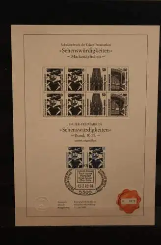 Deutschland 1989, Schwarzdruck: Sehenswürdigkeiten: Flughafen Frankfurt; ESST, nummeriert, limitiert, MiNr 1347 Du