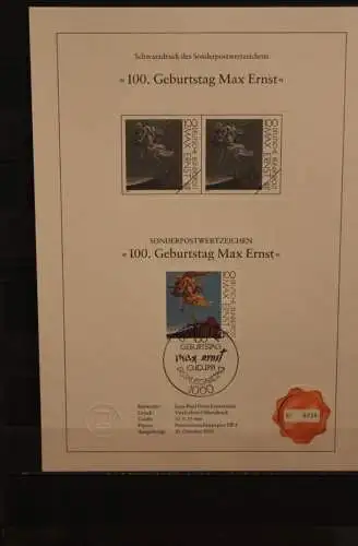 Deutschland 1991, Schwarzdruck: Max Ernst; ESST, nummeriert, limitiert, MiNr 1569